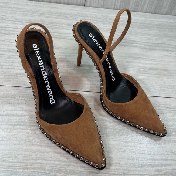 Alexander Wang Rina Calf Brown Suede Heels - Picture 12 of 12